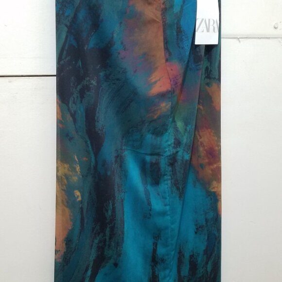 NWT BLUE GREEN PRINTED TULLE SKIRT - Picture 7 of 7